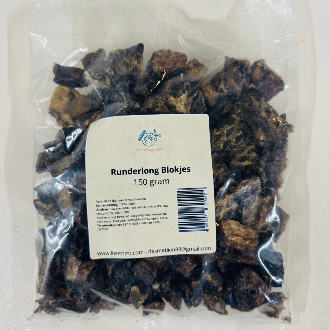 🐾 Natuurlijke Droogsnacks - Runderlong voor Honden (150g) 🐶